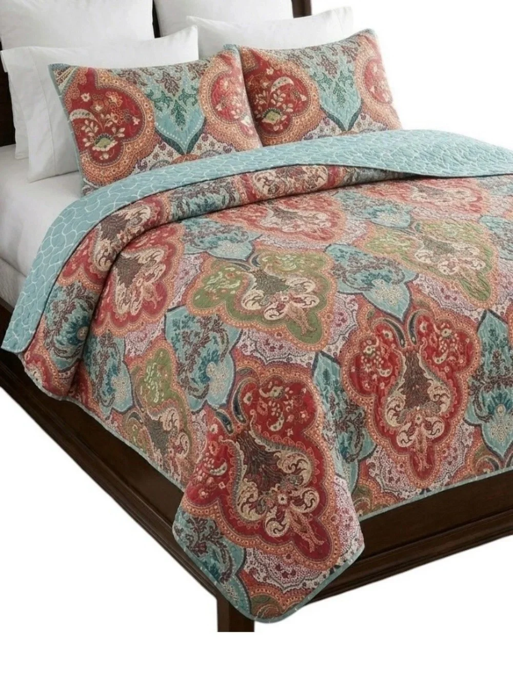 Reversible Paisley Quilt Set with 2 shams King- Home Bedding